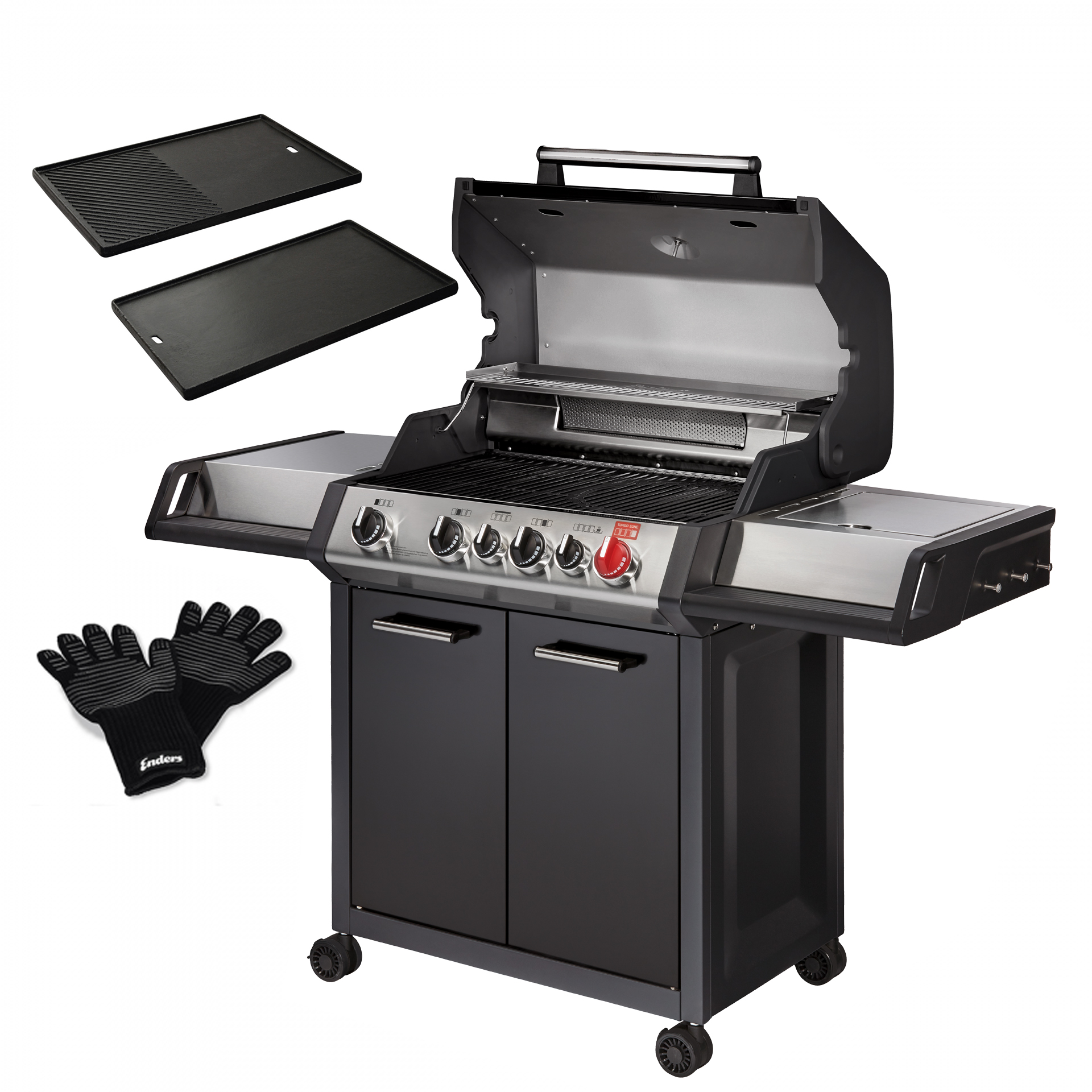 Enders Monroe Pro 4 IK Turbo Gasgrill Inkl Grillhandschuhe Und Eine